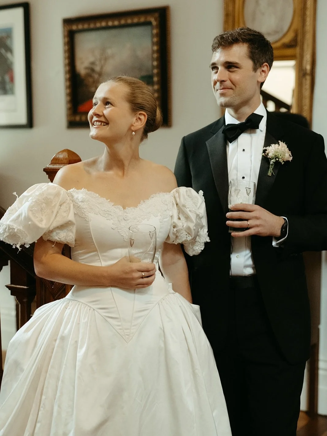 Luck, Love, and a Little Scaasi 🍀❤️✨

Nothing beats a wedding at an Irish estate&mdash;especially when the bride is toasted with a pint of Guinness! 
It was an honor to update this vintage Scaasi original, refining its 80s roots into a classic look 