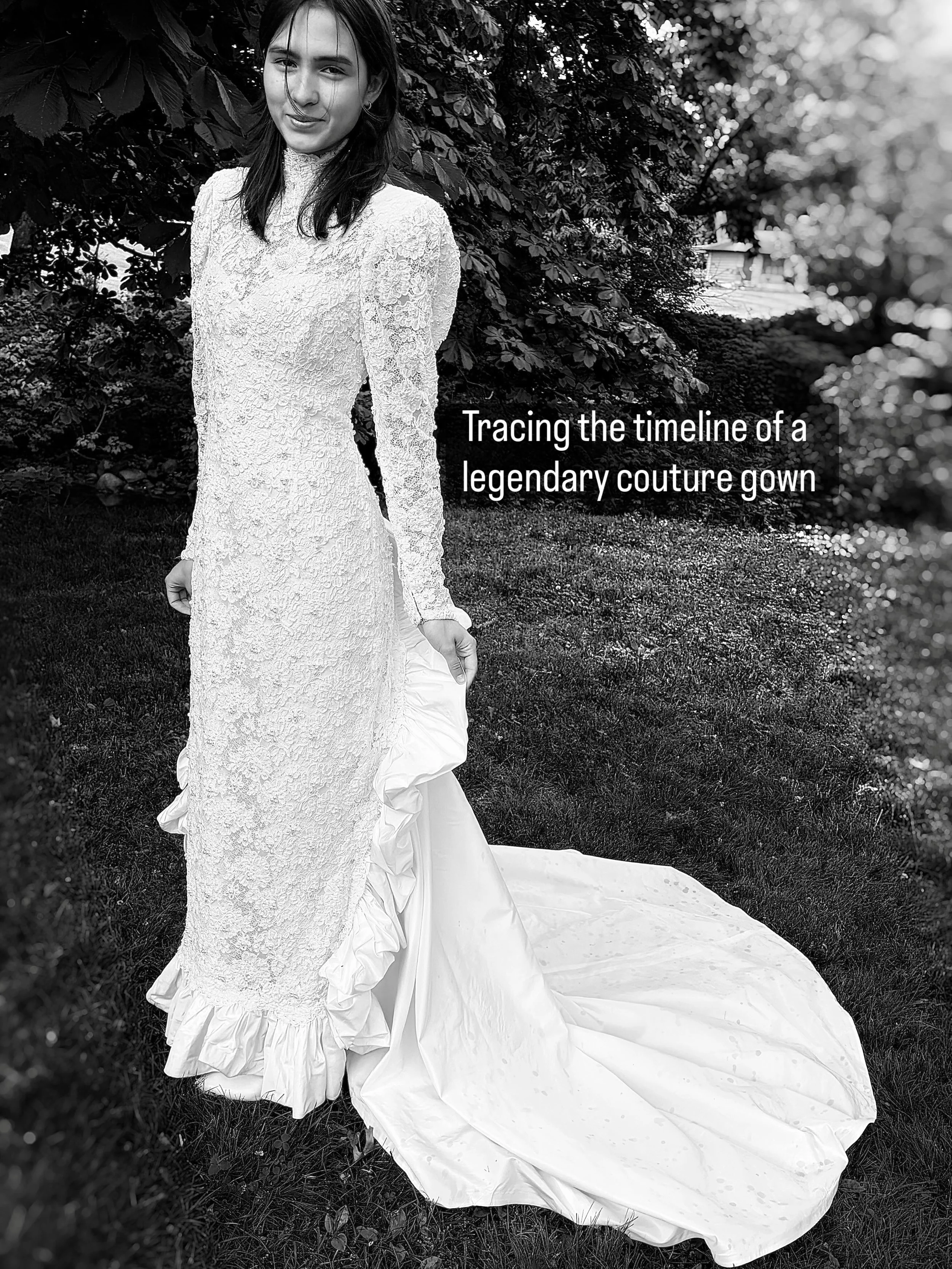We let the pure, structural architecture of this rare Yumi Katsura bridal gown speak for itself in classic black and white-but its heritage has a story to tell. Swipe through the archives to trace the timeline of this legendary silhouette: 

✨1985: M