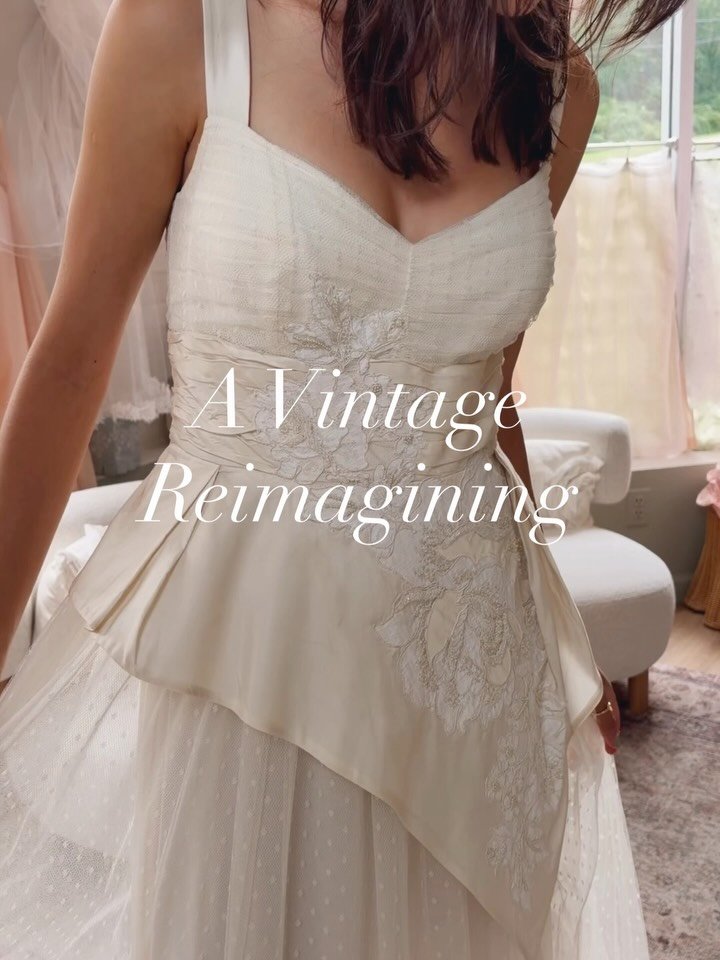 A Vintage Reimagining✨
I love looking past the flaws of a vintage piece to imagine what it could be. 🦢

When I thrifted this 1950s dress in Vermont, it bore the marks of time&mdash;heavy staining under the arms and in the back - making a straight re