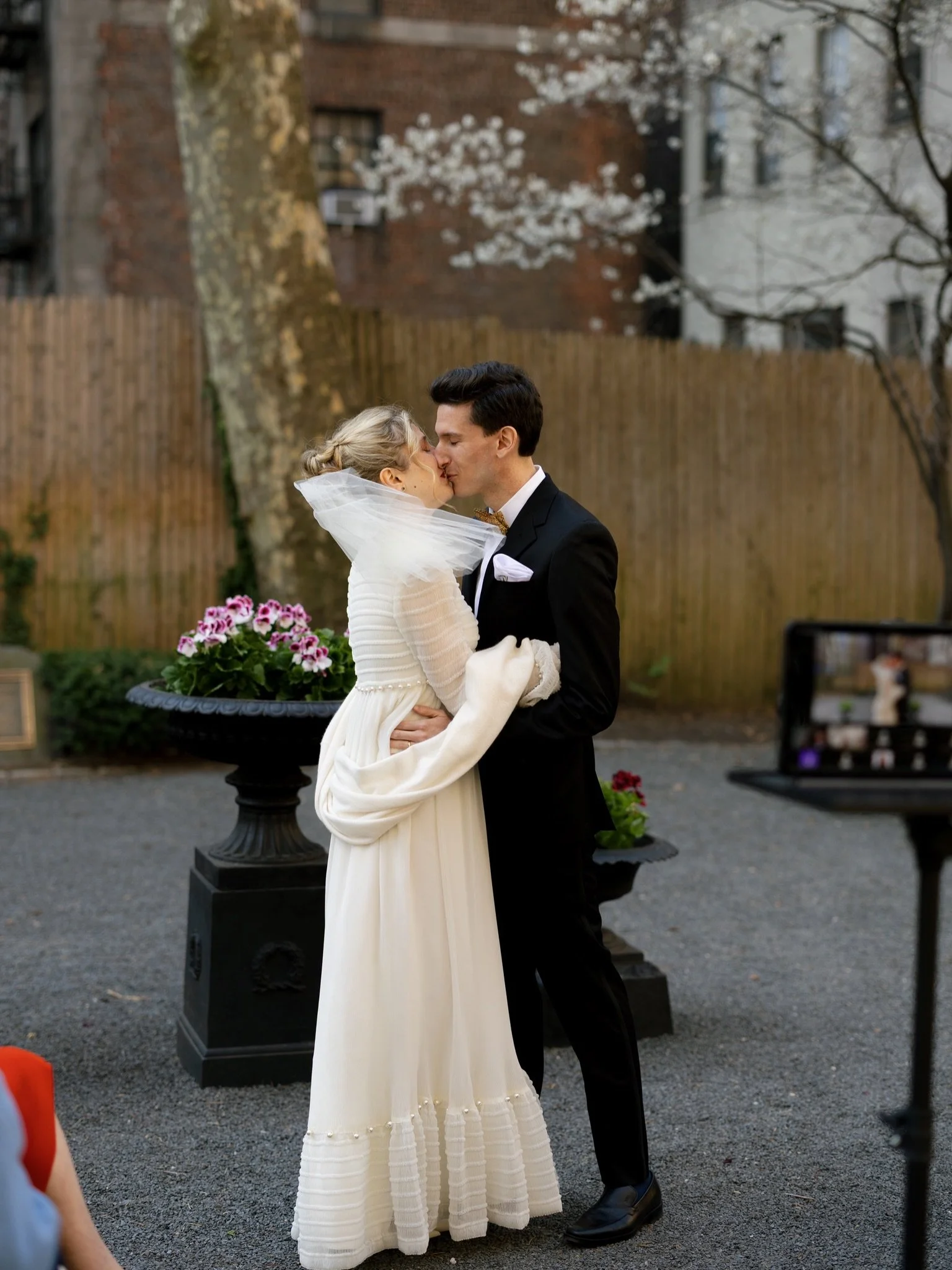 Designing for two, with 1970s flair. ✨🦋 

When Charlotte reached out, she was looking for an effortless wedding dress for her early spring wedding in NYC&mdash;with one very special consideration: a growing baby bump! 🤍

We wanted a silhouette that
