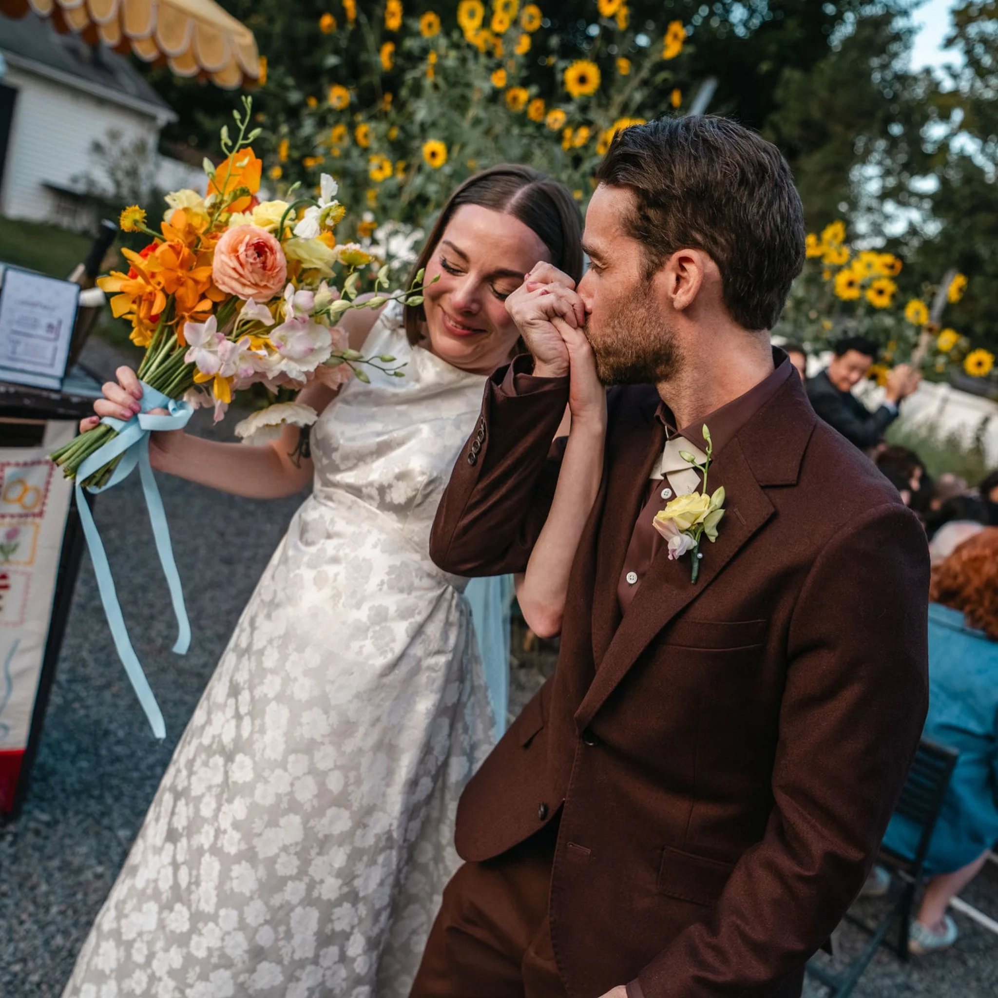 "My wedding was this past weekend and we just received a preview of the photos. I wanted to thank you so much again. The dress was beyond what I could have dreamed of. It was so beautiful and really fit the magical feel of the day." &mdash;