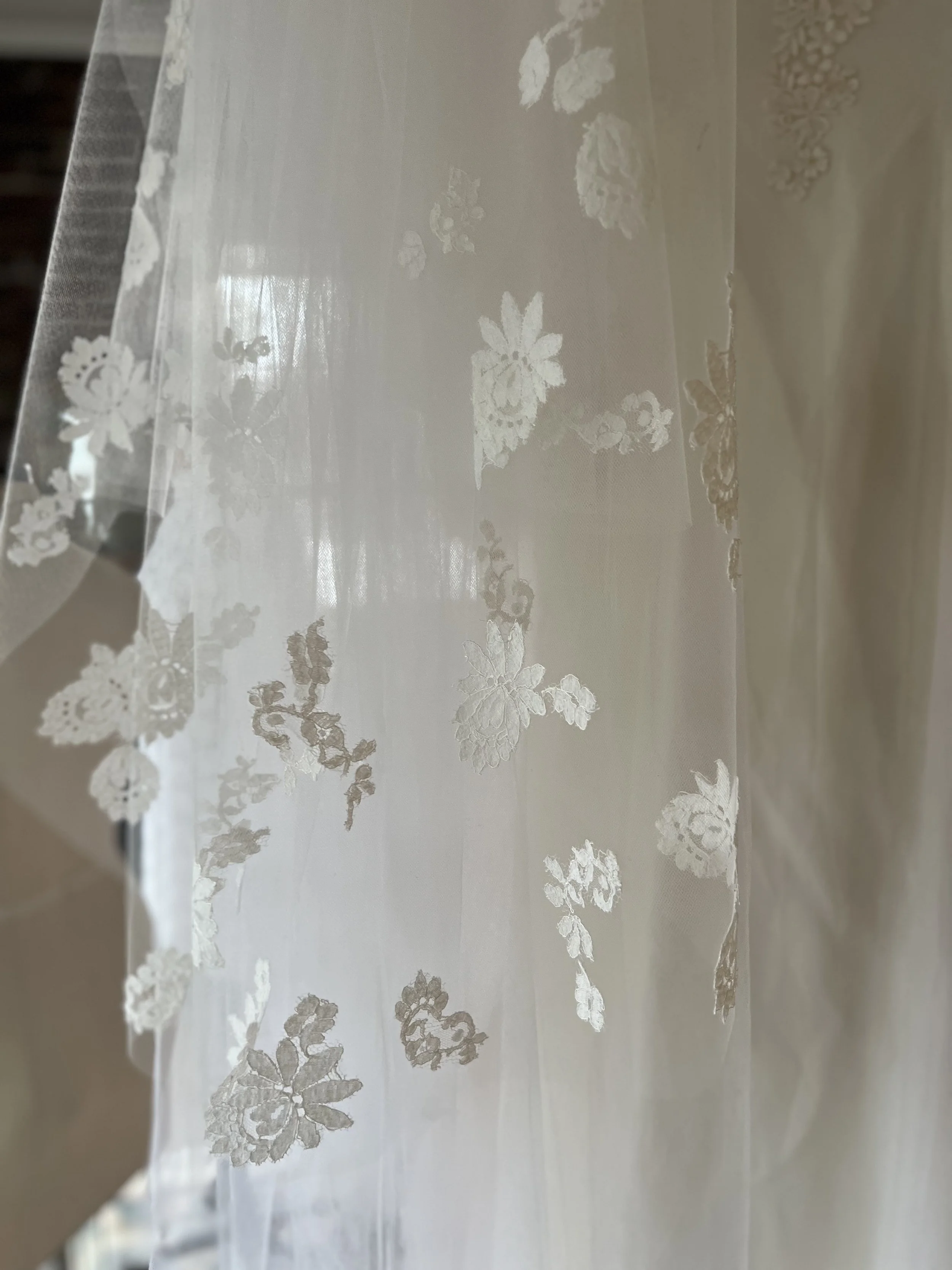 Closeup of signature vintage veil