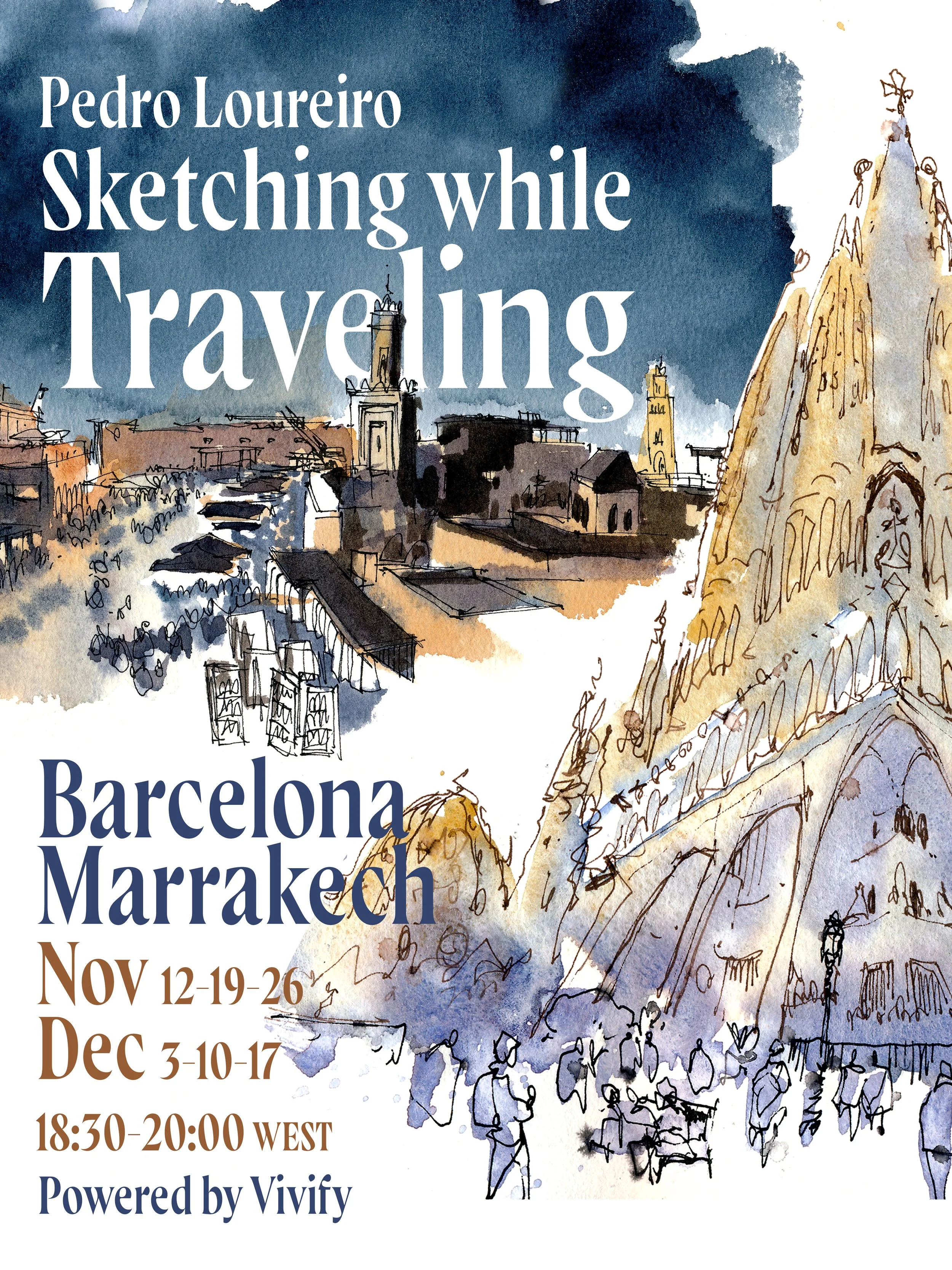 Sketching While Traveling: Barcelona and Marrakech