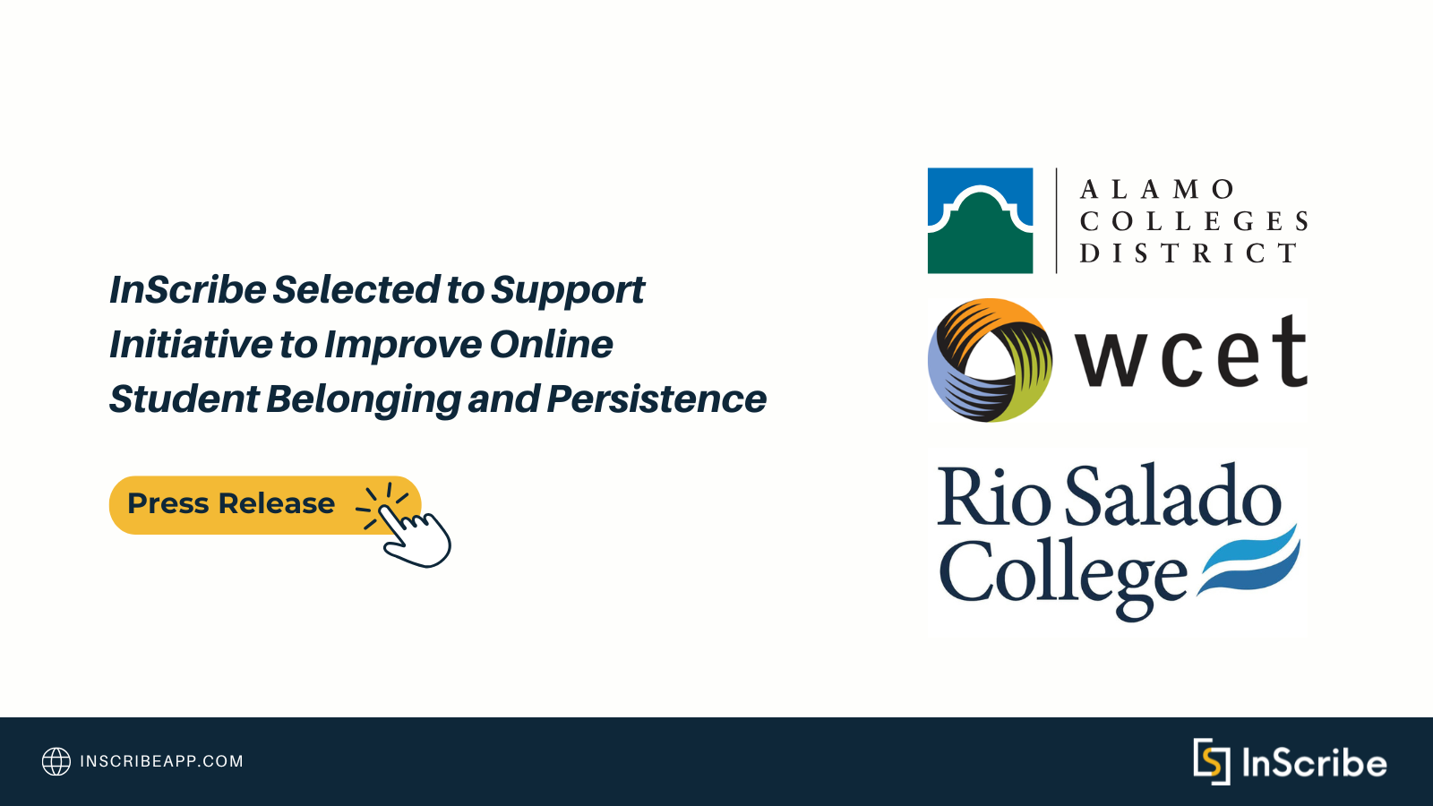 InScribe Selected to Support Initiative to Improve Online Student Belonging and Persistence