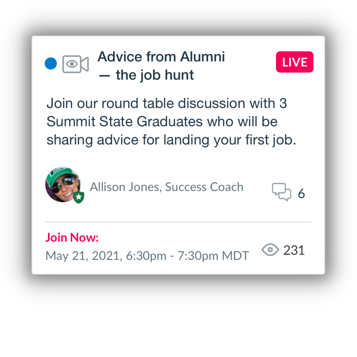 InScribe student success community showing peer-to-peer support interactions where students connect with advisors and peers to stay on track, meet key milestones, and improve persistence rates.