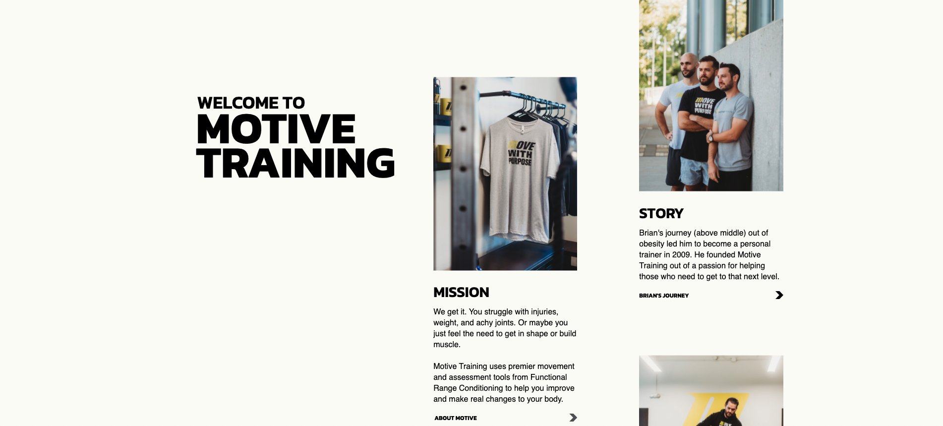 Motive Training homepage designed by Lauren Orr using F7 template