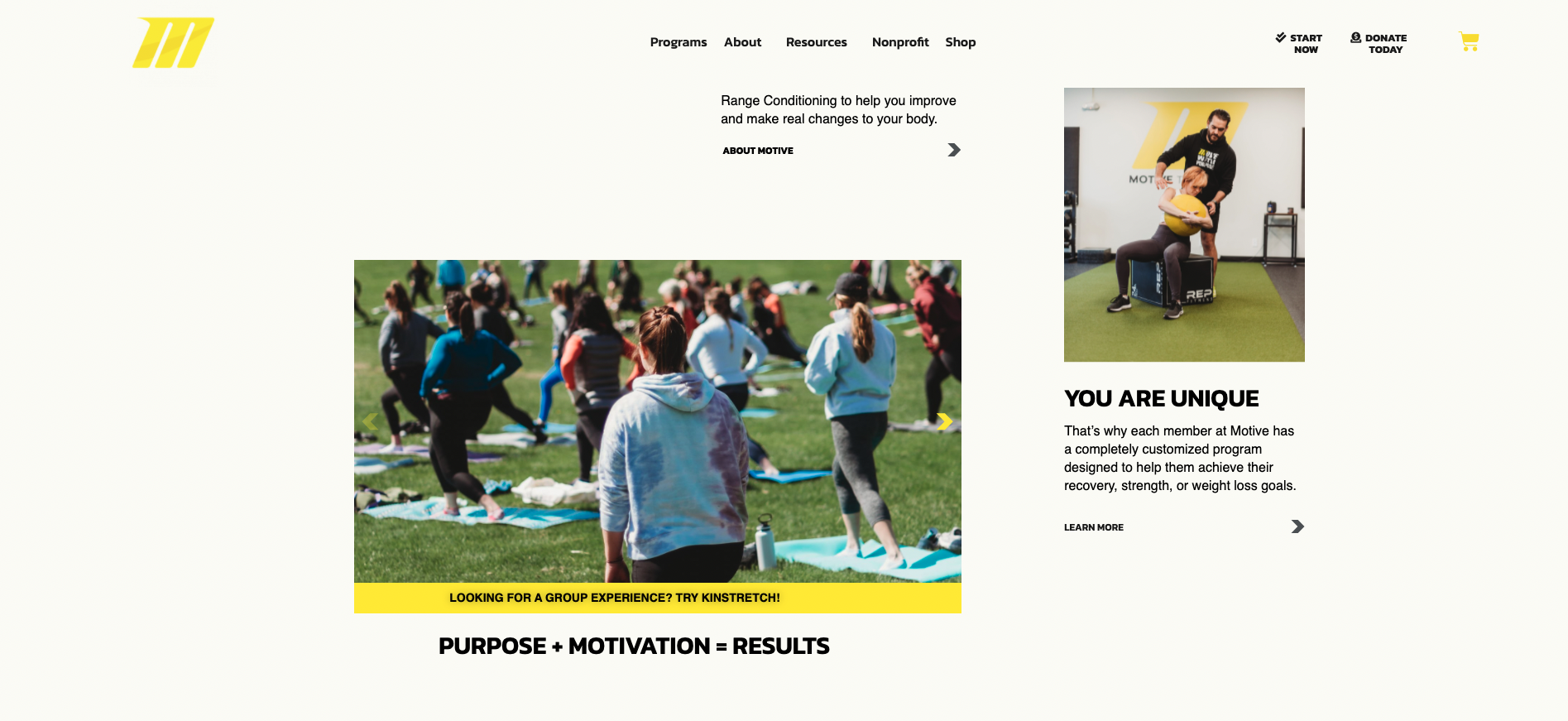 Motive Training homepage designed by Lauren Orr using F7 template