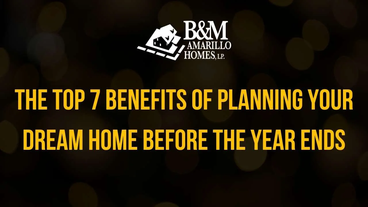 Blueprints and drafting tools on a table as a family plans their custom home with builders in Amarillo, TX.