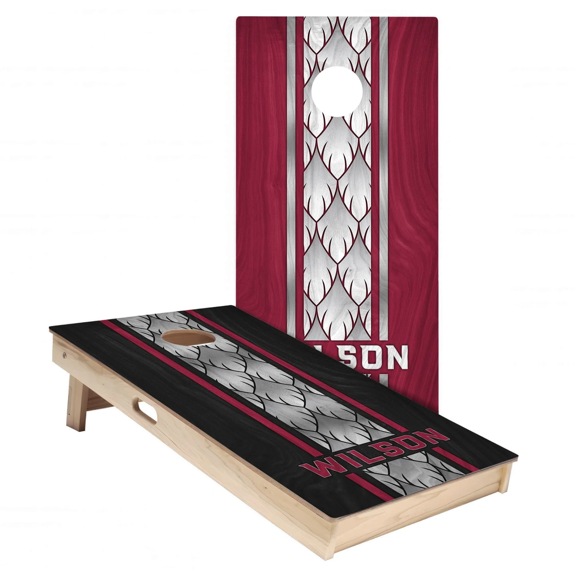 Personalized Arizona Cardinals Colors (Home & Alternate) custom wood texture Cornhole board wrap sticker decal set