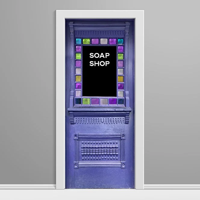 26 Stain glass door wrap Moody Blue name