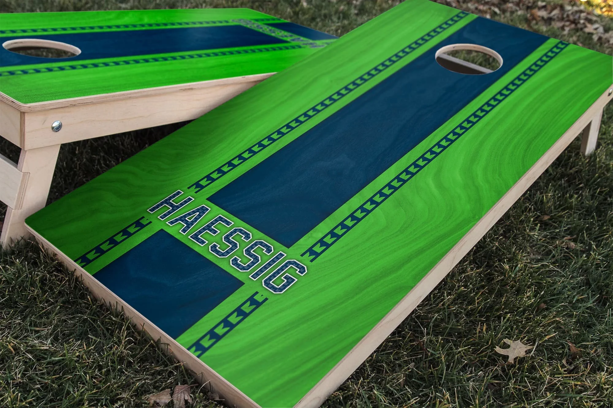 Personalized Seattle Seahawks Colors (Alternative) custom jersey texture Cornhole board wrap sticker decal set