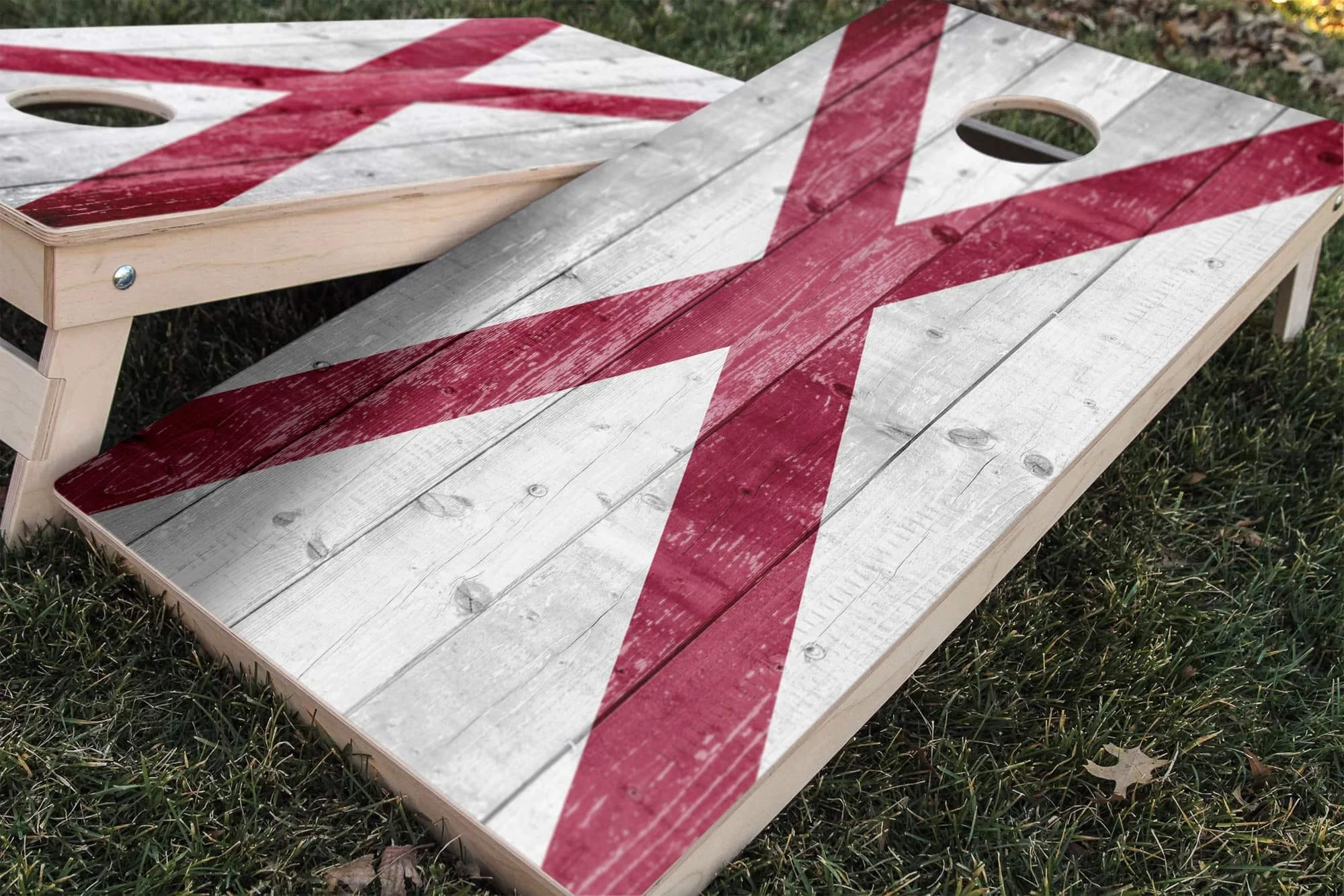 Alabama state flag rustic cornhole board wrap sticker decal set