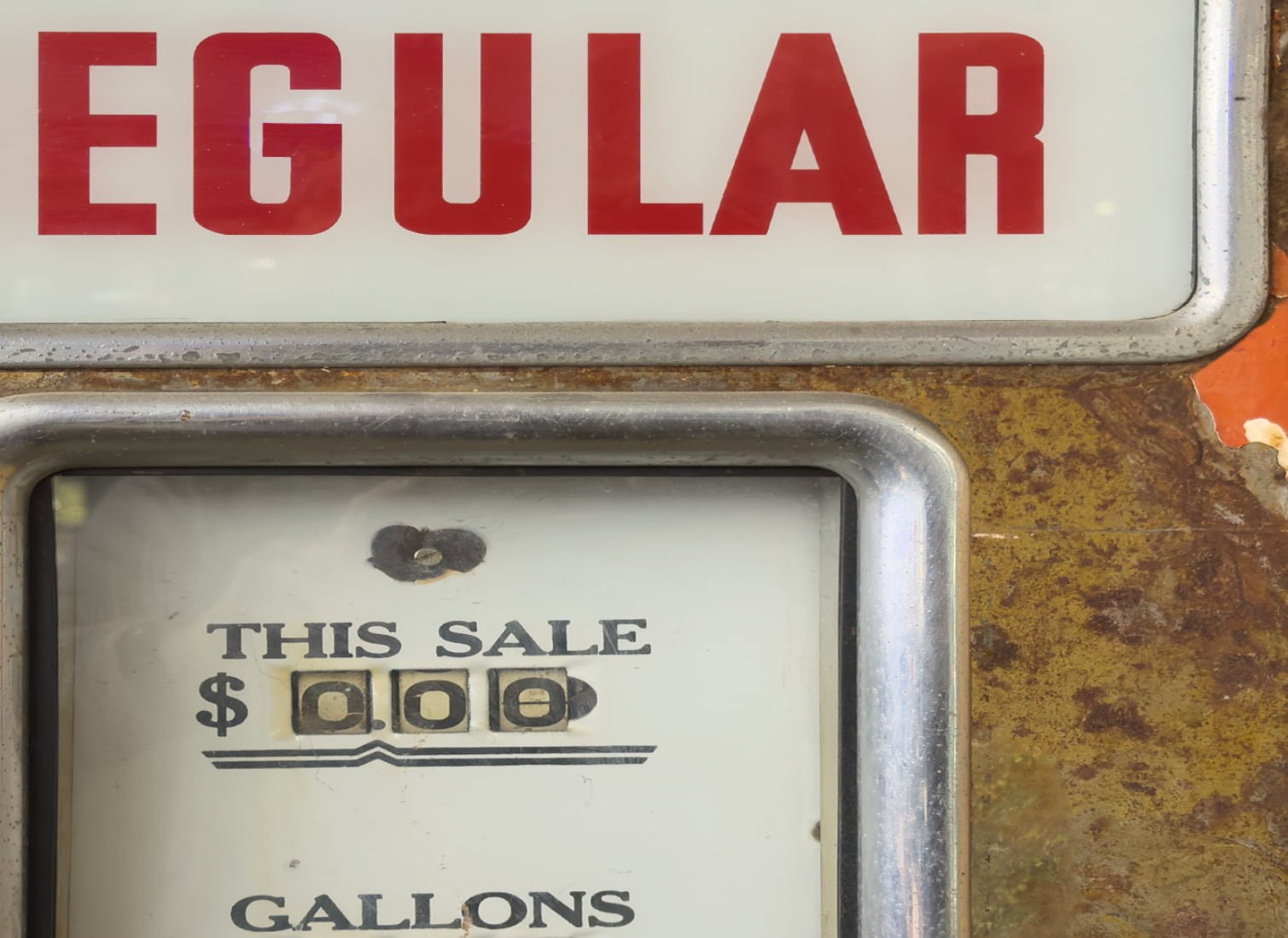 Retro Rustic Gas Pump Refrigerator Wrap Close up Gauge