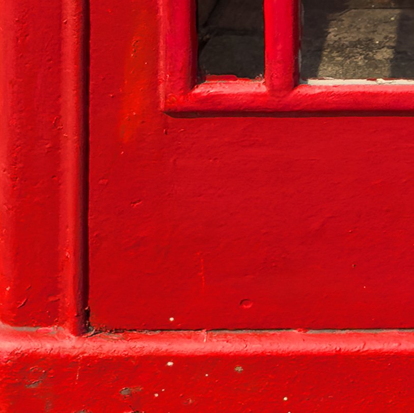 London Red Telephone Booth English Iron Phone Box Close up 2