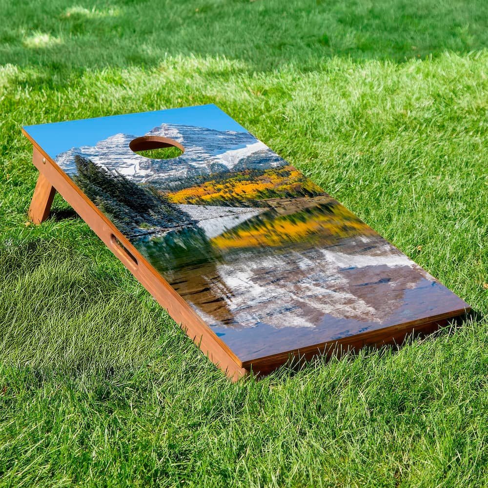 Maroon Lake Aspen Colorado rustic cornhole board