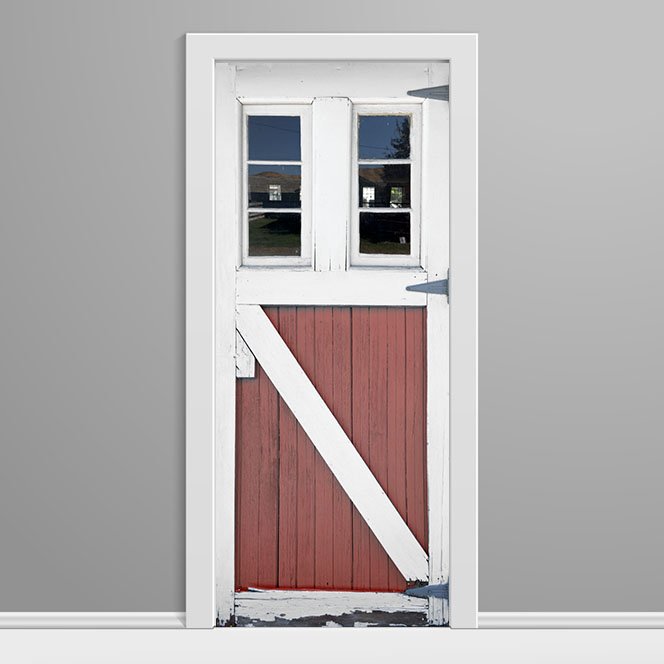 Dairy Farm Door 2 windows Custom Printed Vinyl Wrap red left