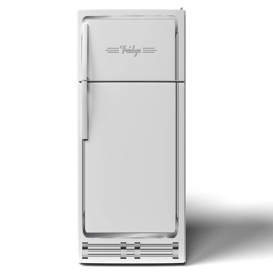 1950's Chrome Trimmed (White) Refrigerator Wrap Front