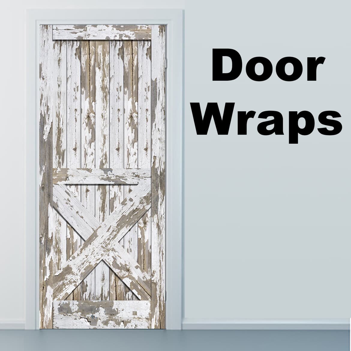 Door Fridge Sticker, Wood Barn Door Wrap, Wooden Door Vinyl Sticker Fridge,  Home Decor, Door Vinyl Decal