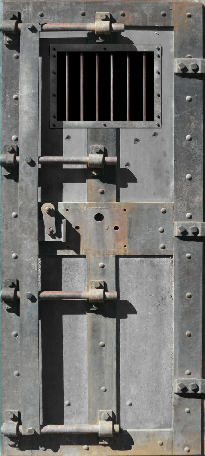 Jail door with window, left side, Grey, Door wraps, Rm wraps