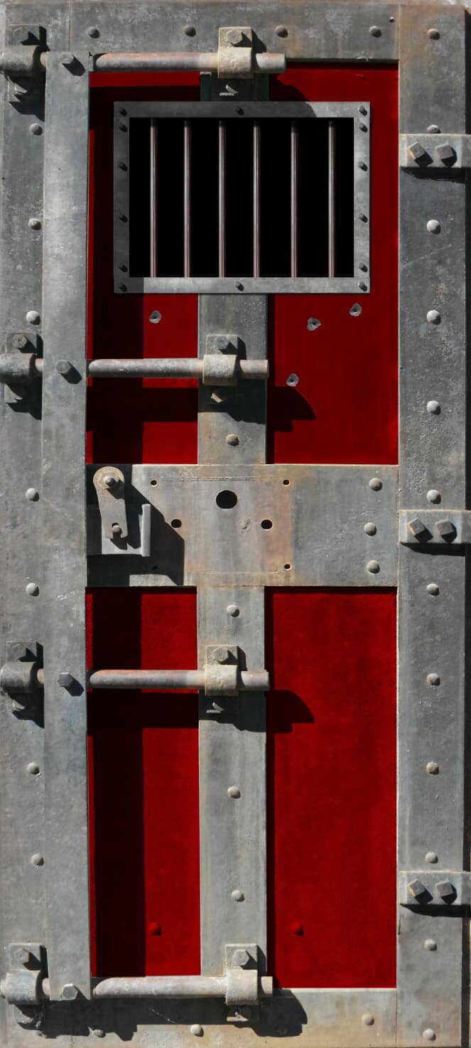 Jail door with window, left side, red, Door wraps, Rm wraps