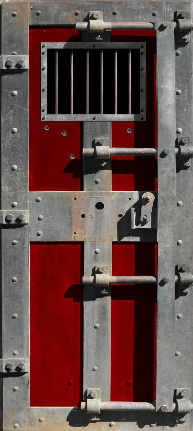 Jail door with window, right side, red, Door wraps, Rm wraps