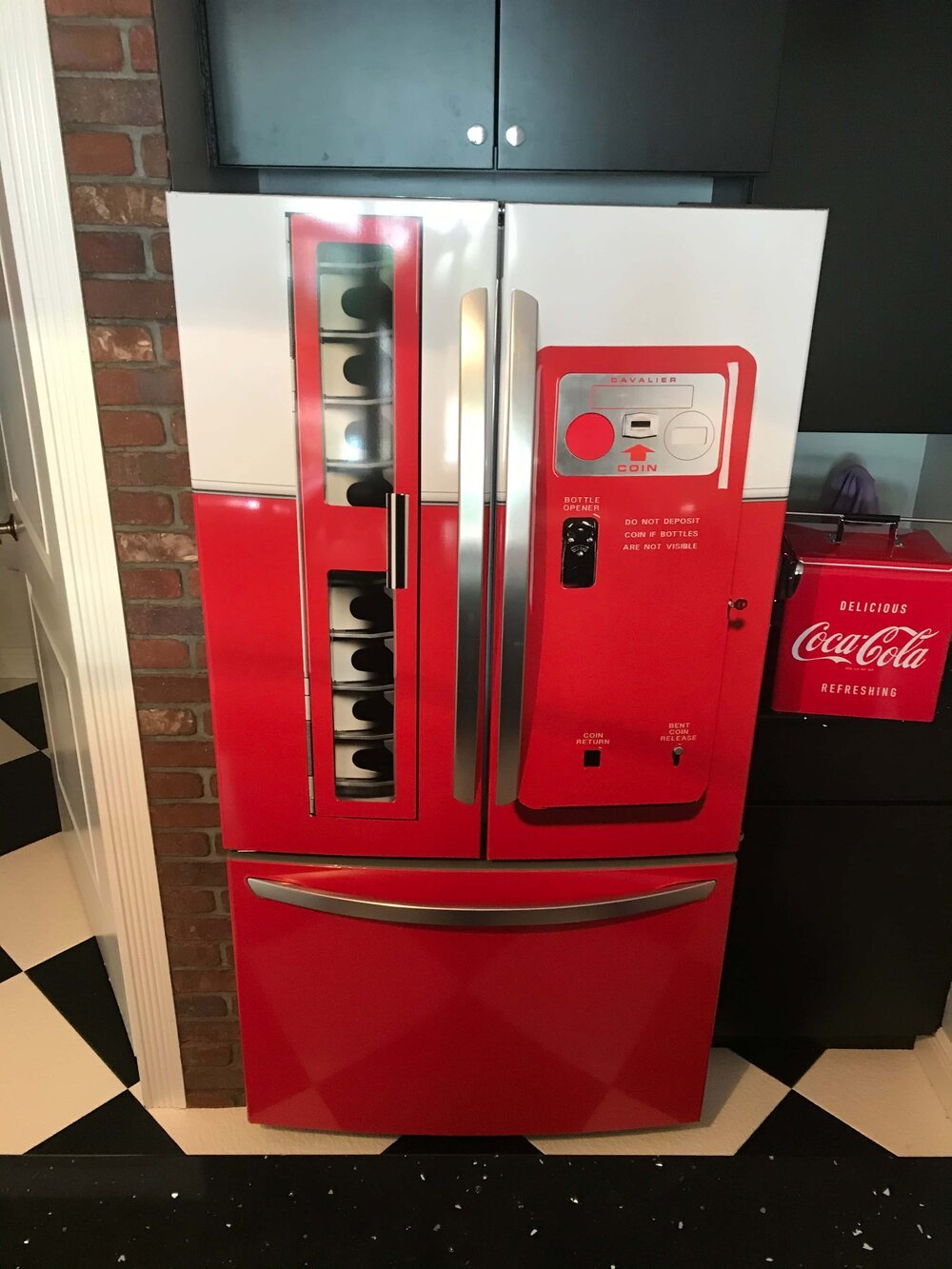 Red and White Retro Vending Machine Refrigerator Wrap