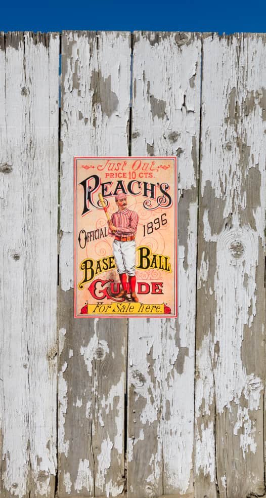 Vintage Baseball Posters, Worn Fence, Reach's baseball guide