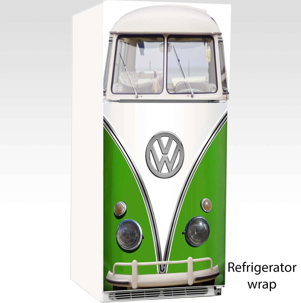 Vintage VW Bus Refrigerator Wrap lime