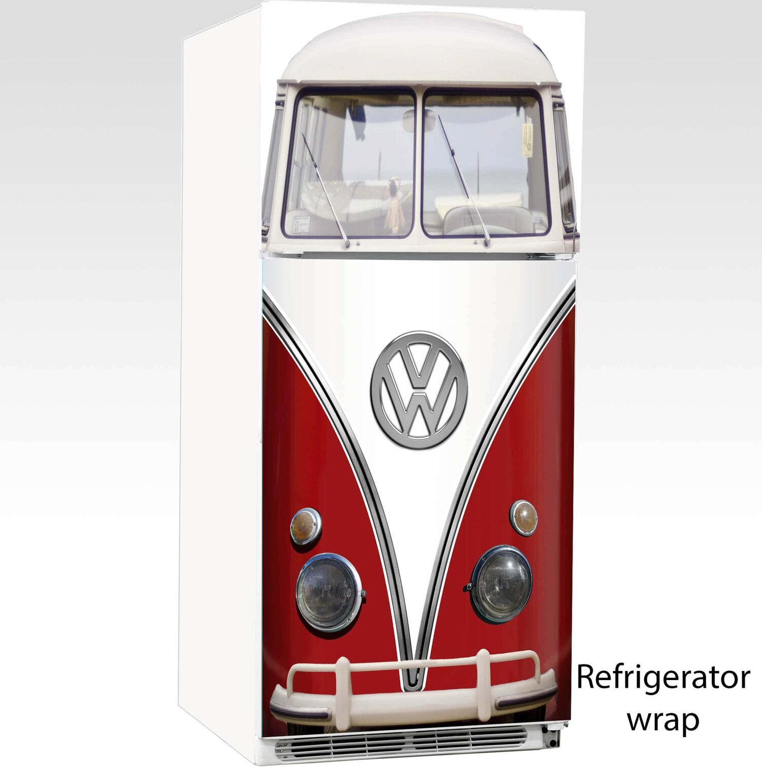 Vintage VW Bus Refrigerator Wrap Red