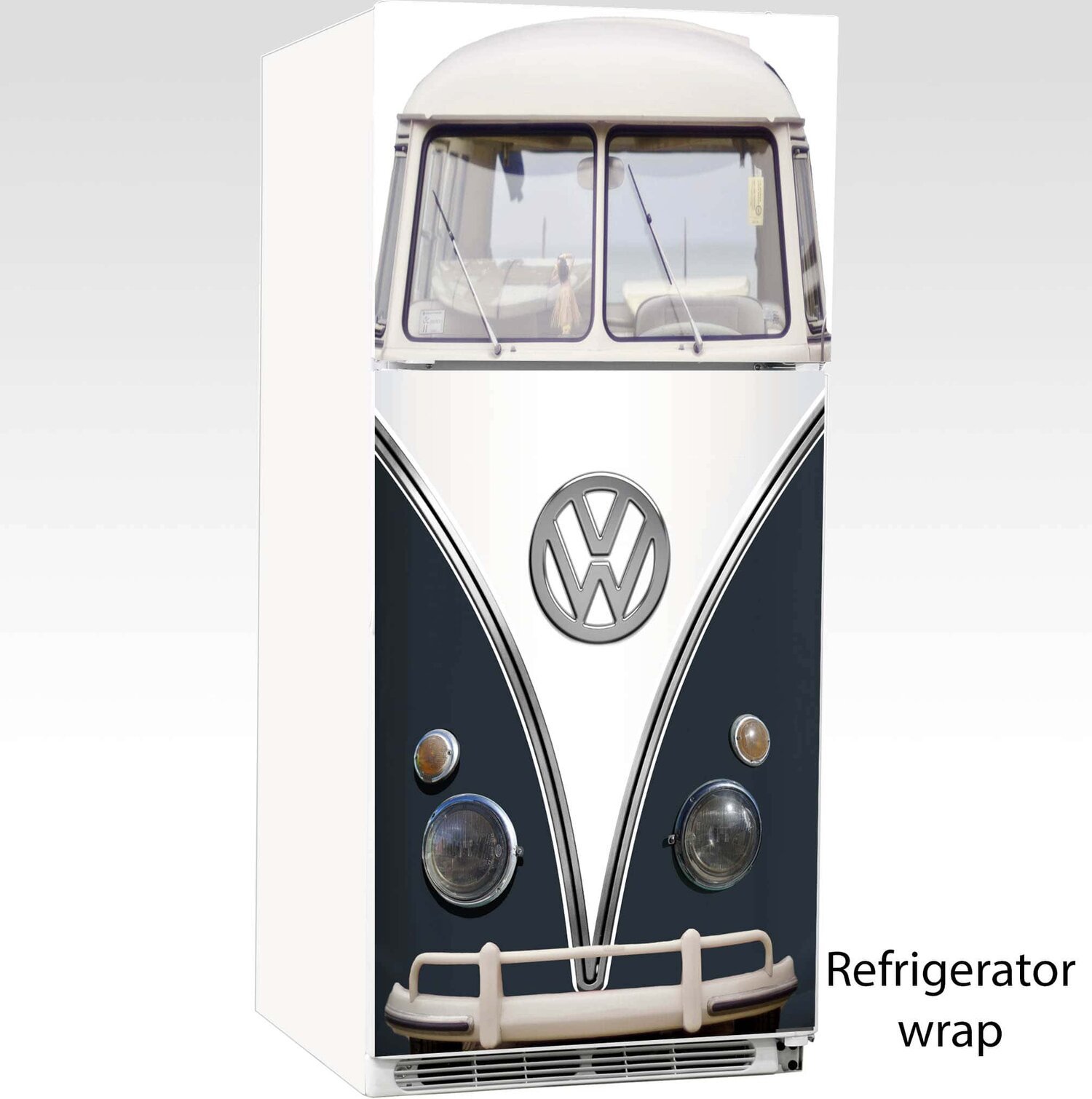 Vintage VW Bus Refrigerator Wrap dark grey