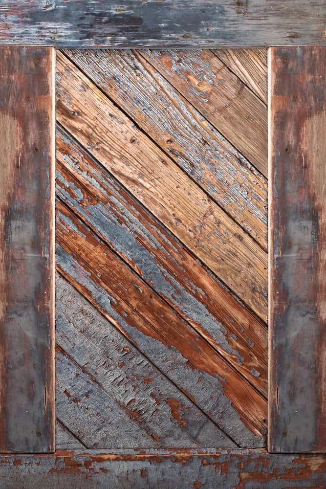 Weathered Painted Wood Crate Chest Freezer Wrap side