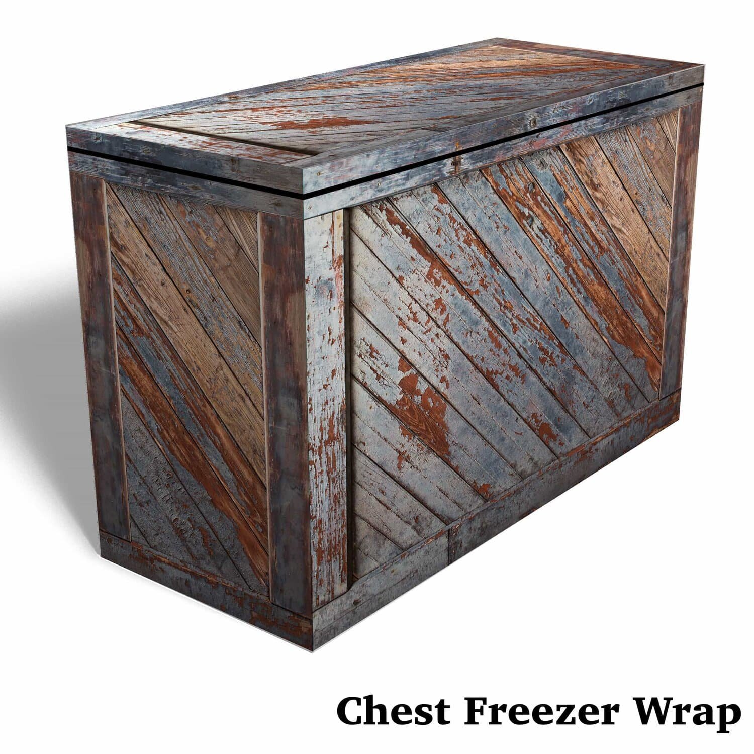 Weathered Painted Wood Crate Chest Freezer Wrap