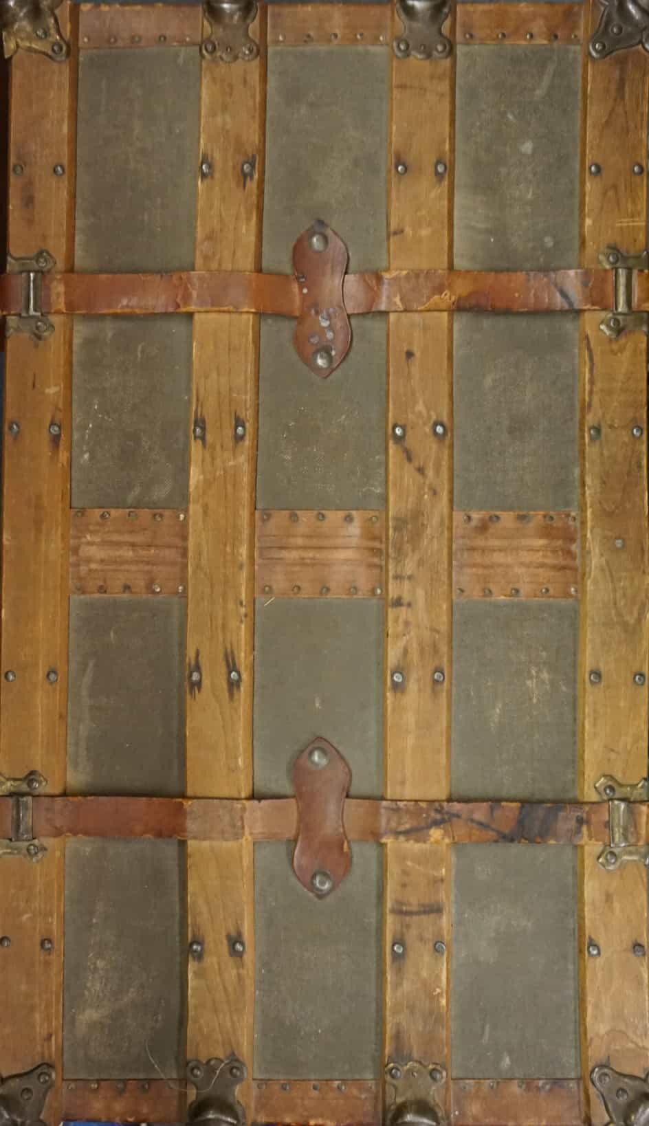 Vintage Leather Trunk Chest Freezer Wrap top