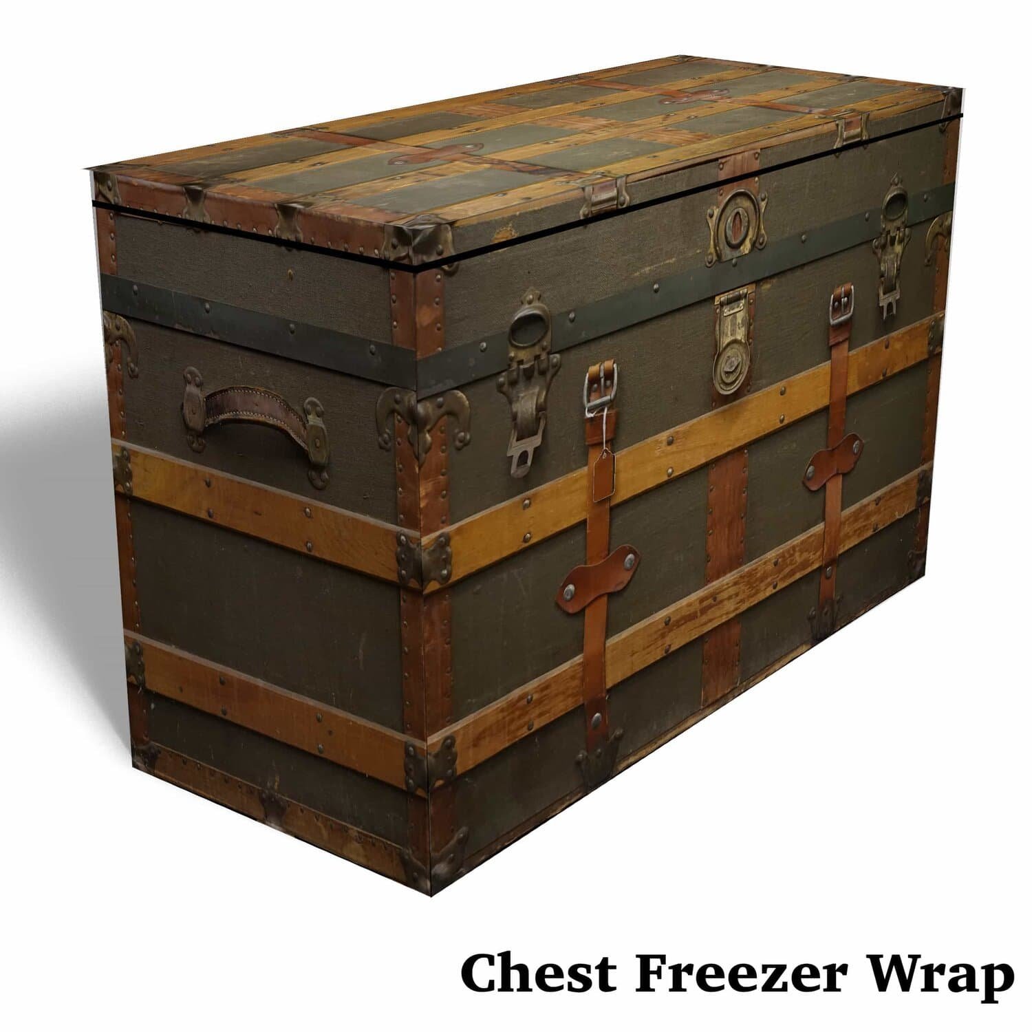 Vintage Leather Trunk Chest Freezer Wrap