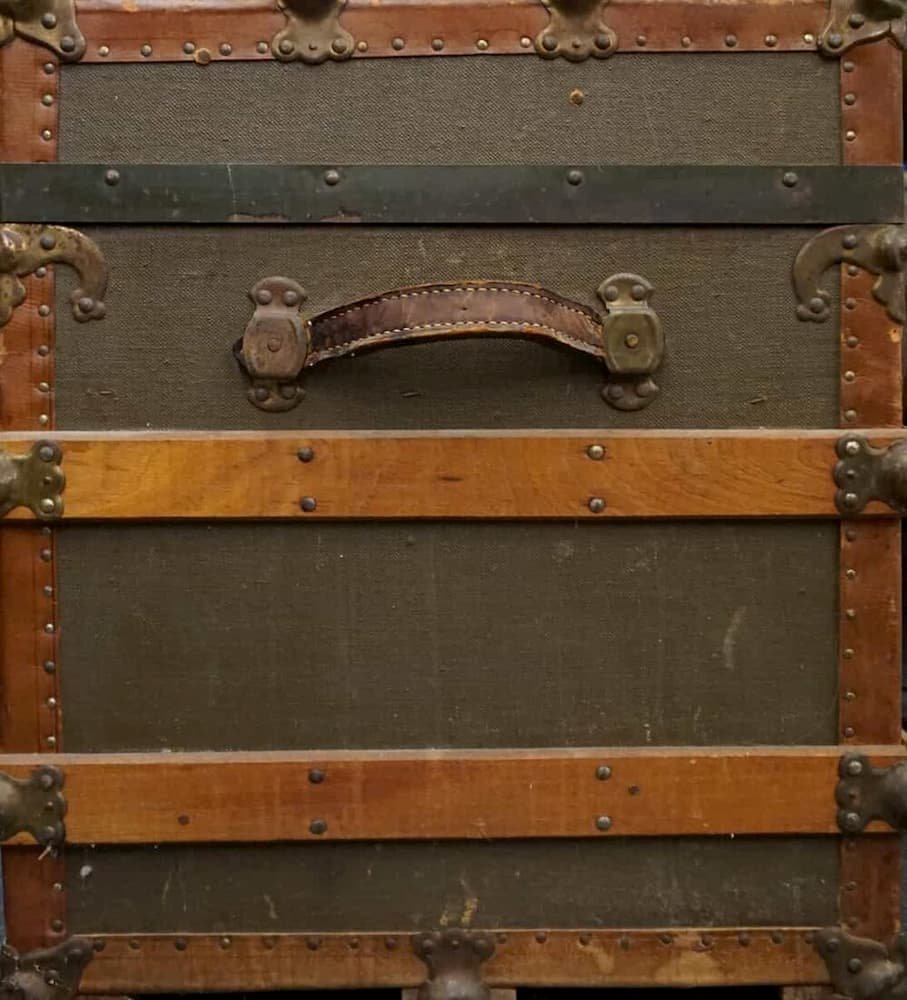 Vintage Leather Trunk Chest Freezer Wrap side
