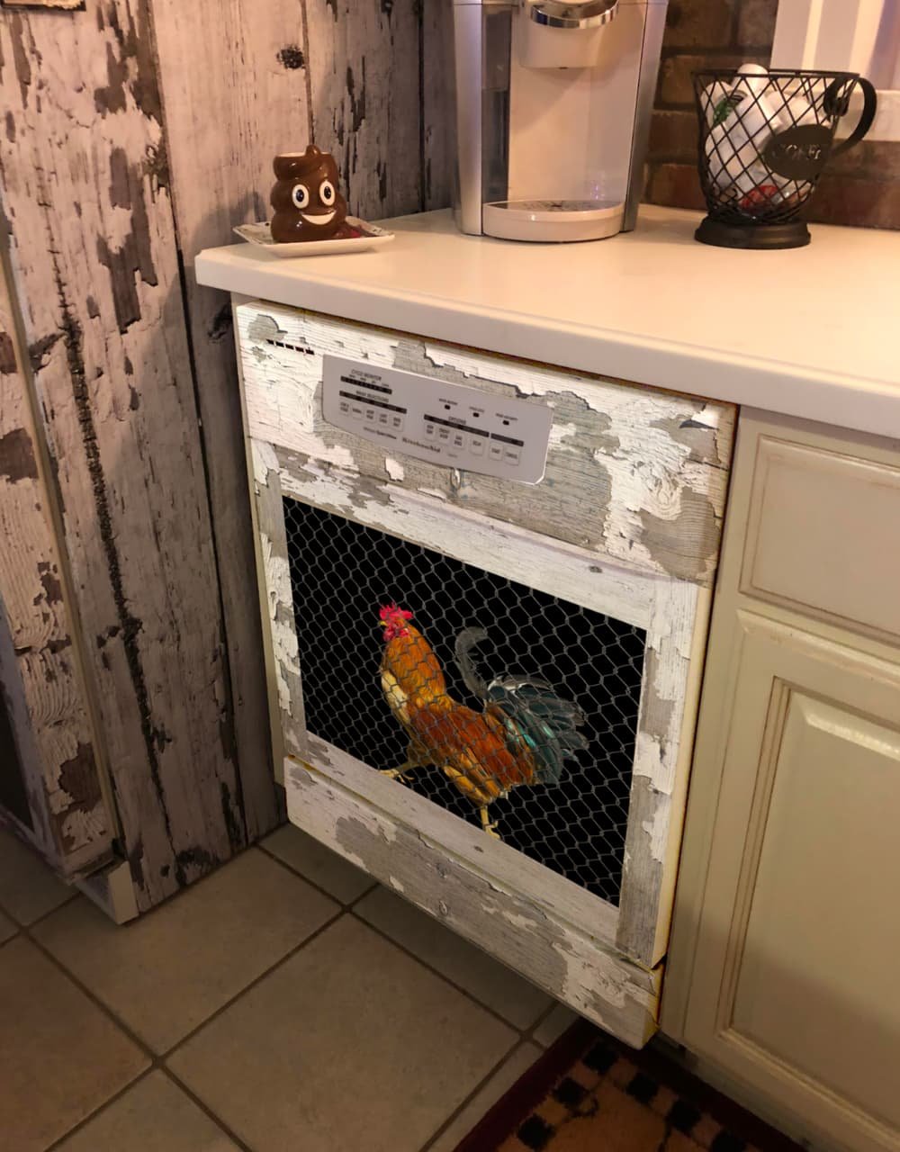 Chicken Coop (Rooster) Custom Printed Vinyl Dishwasher Wrap