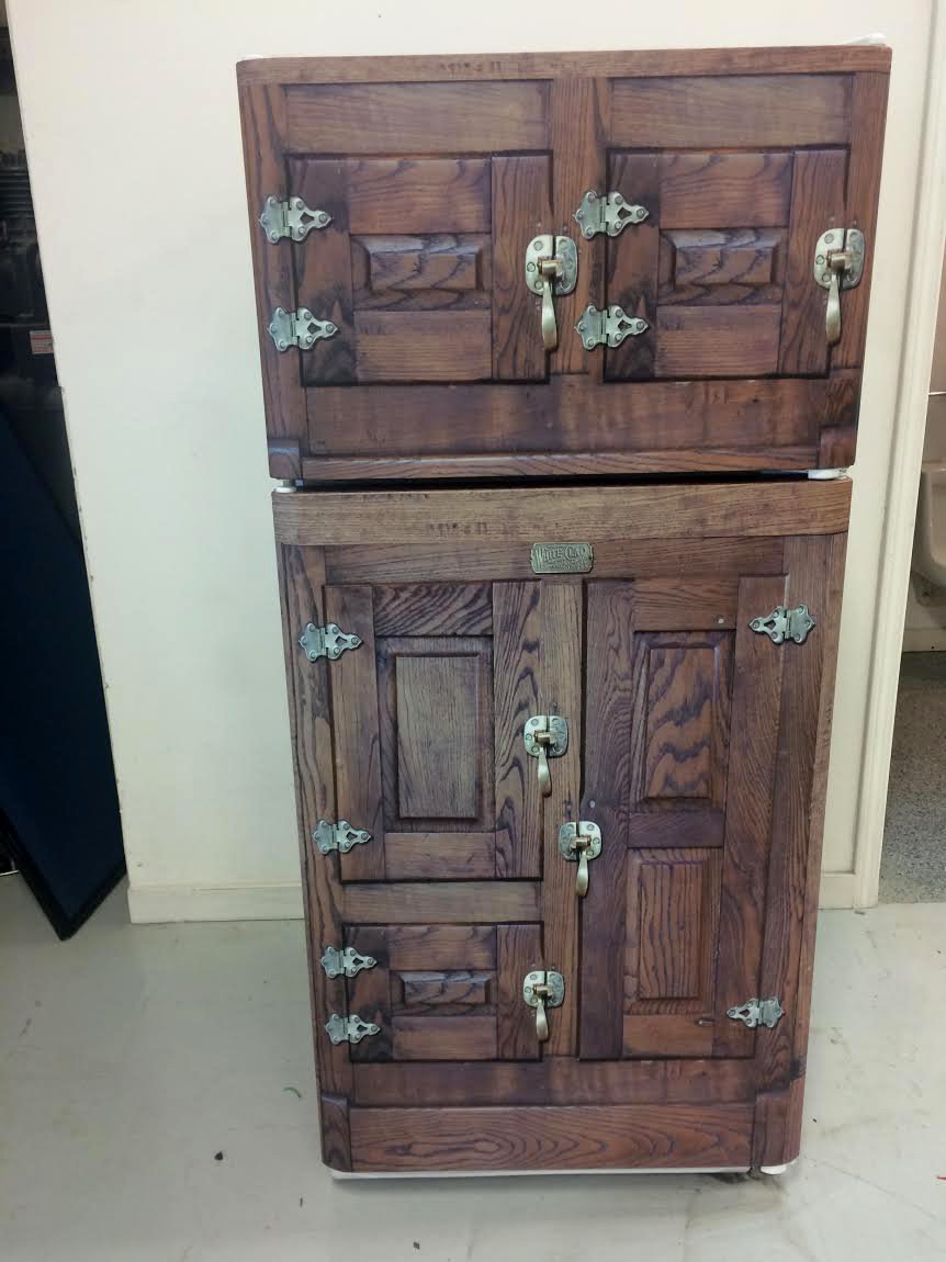 Antique Metal Ice Icebox Refrigerator Ice Box Chest Viking Wooden