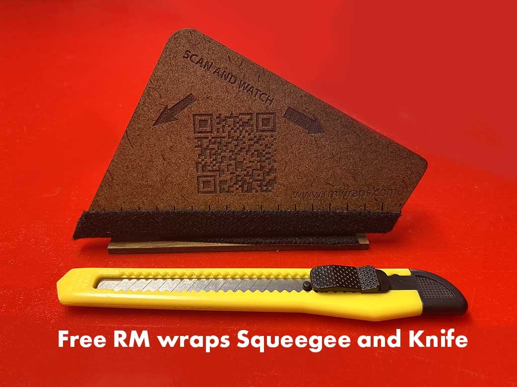 rm wraps, free installation tools, squeegee, knife