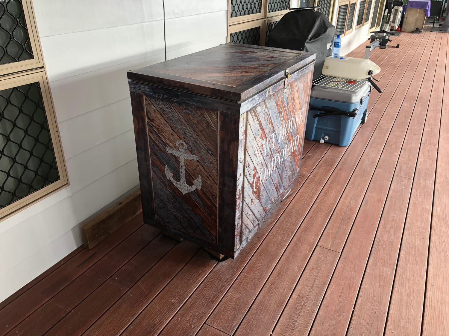 Weathered Painted Wood Crate Chest Freezer Wrap — RM wraps LLC