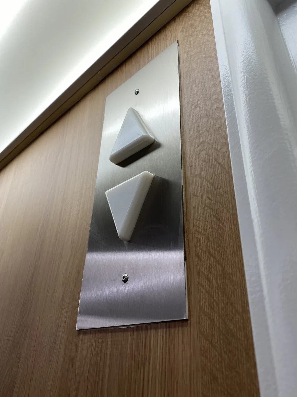 National Press Building elevator lobby, after, up down arrows, 3M Di-Noc, FW-1257