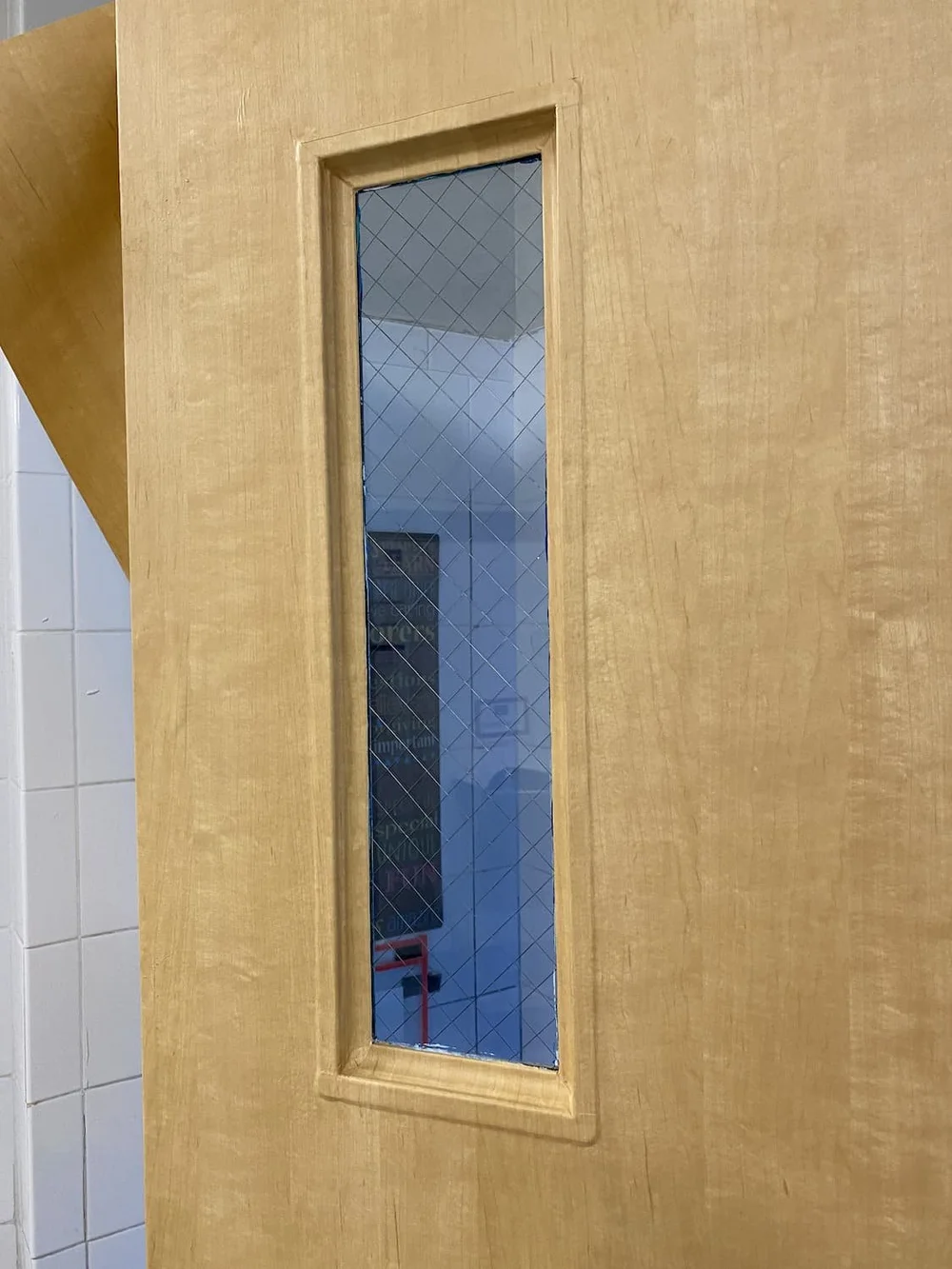 classroom door window, after