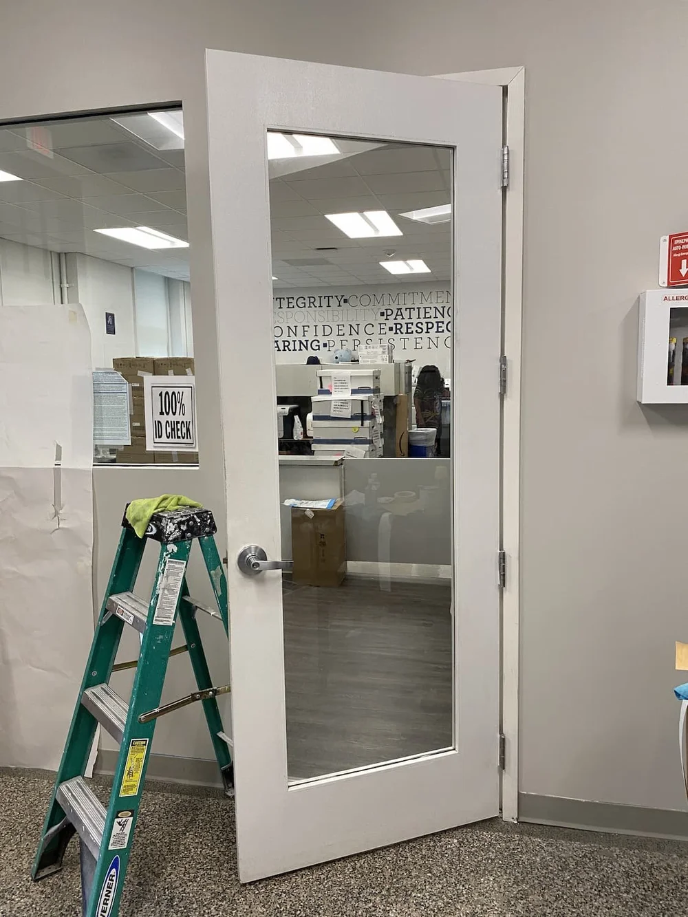 office glass door, before