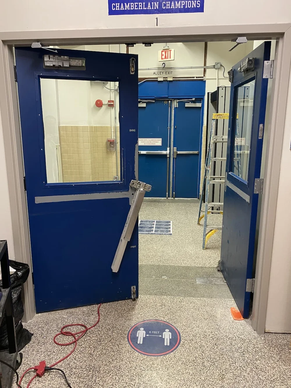 hallway double doors, before