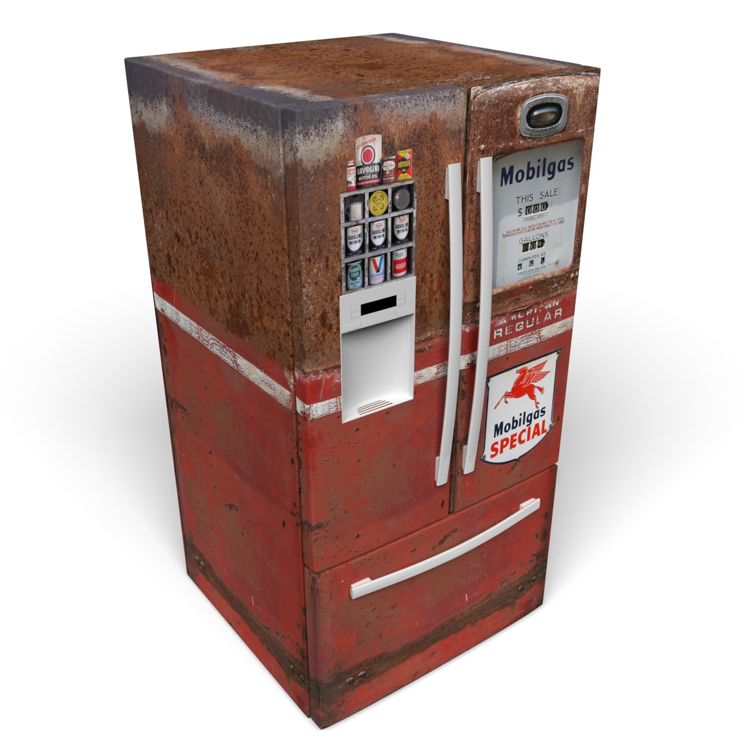 mobilgas gas pump refrigerator wrap