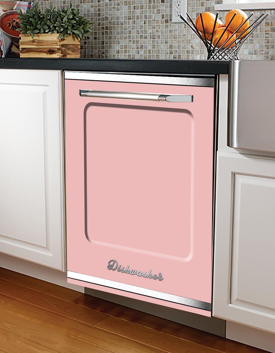 Retro Chrome-Trimmed Dishwasher Wrap Pink Lady