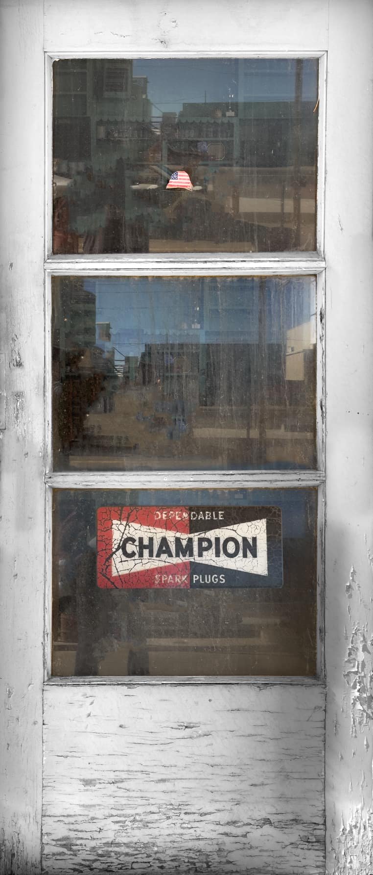 Vintage Gas Station White Door Wrap