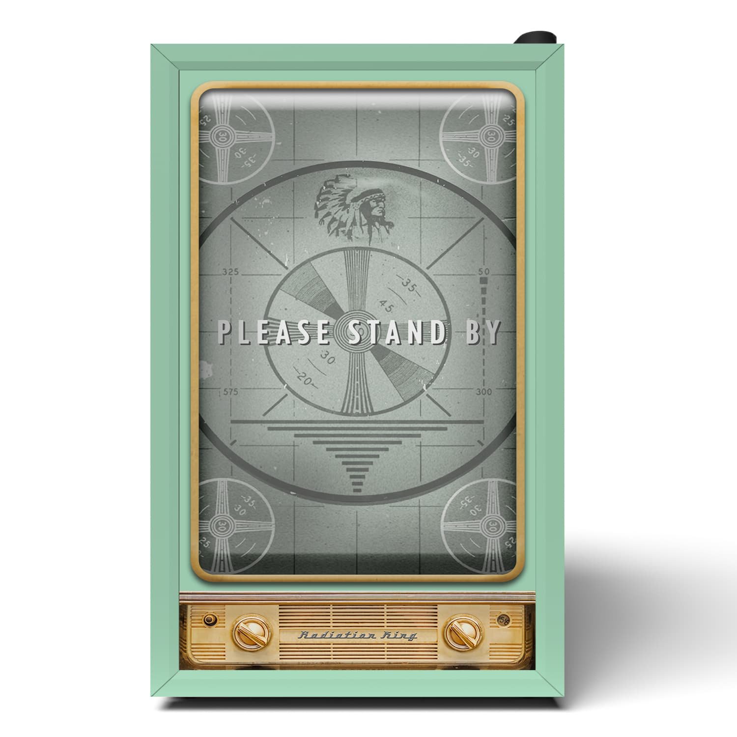 Radiation King Retro TV Custom Printed Mini Fridge Wrap please stand by