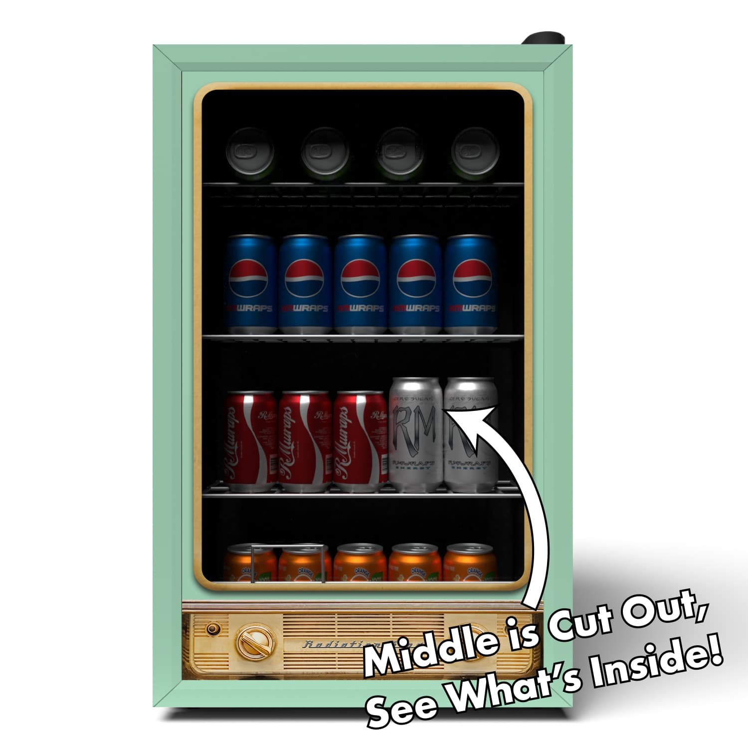Open Glass on a tall mini fridge