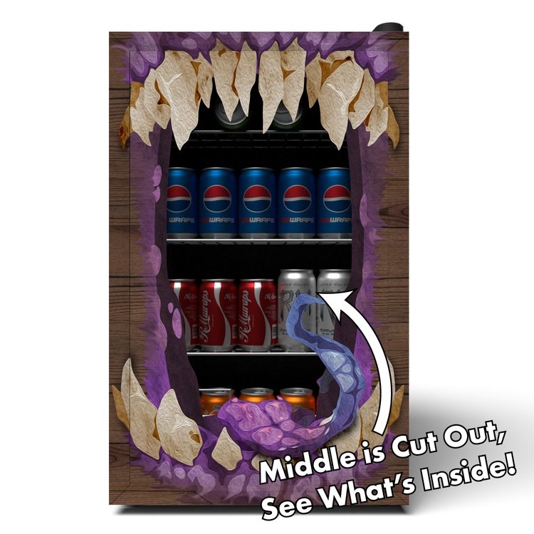 D&D Mimic Custom-Printed glass door front Mini Fridge Wrap
