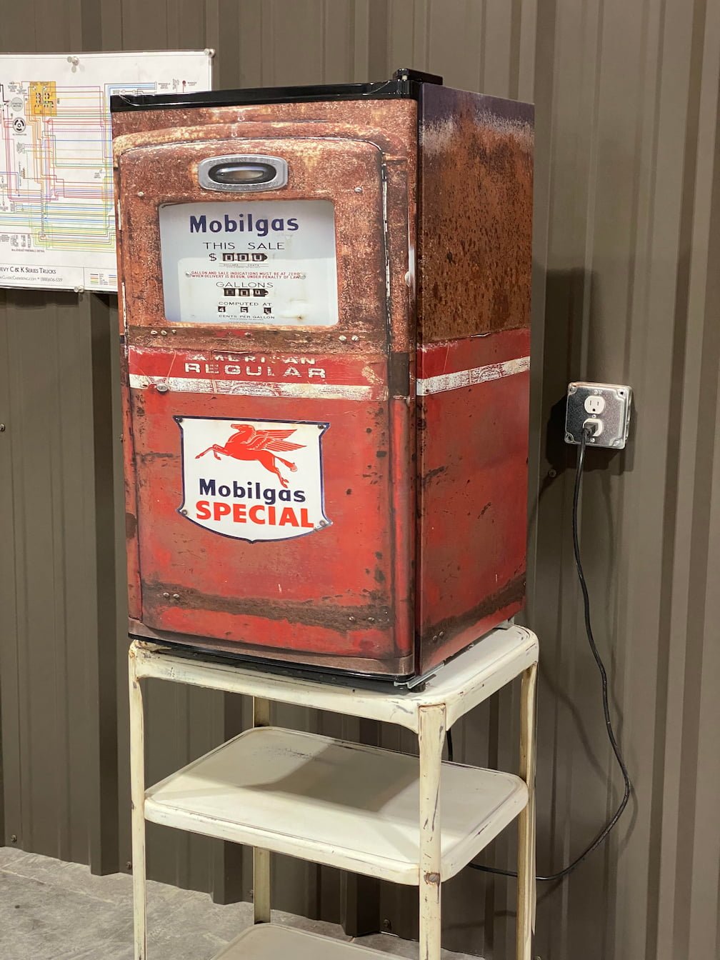 MobilGas SPECIAL Vintage Gas Pump Mini Fridge Wrap